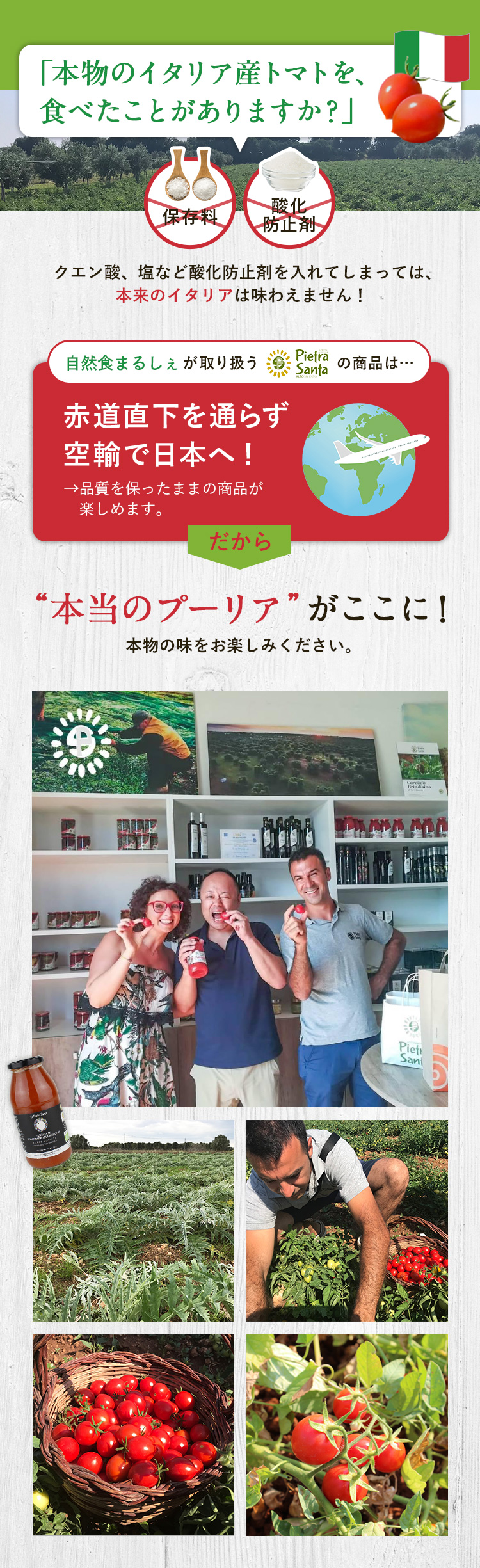 本物のイタリア産トマトを食べたことがありますか？